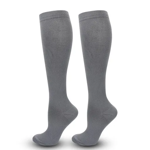 Flat Panel Gray Compression Calf Socks Size L/XL (39-42) | Halloween Minimalist Basic Gift | Flat Gray Compression Socks for Office & Travel Daily
