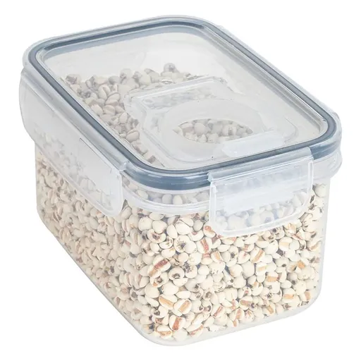 Airtight Plastic Food Storage Container with Locking Lid, Clear Dry Food Dispenser for Pet Food, Rice, 800 mL, Green