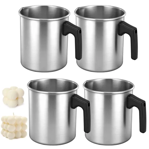 4PCS Candle Making Pouring Pots, 60.9oz Aluminum Wax Melting Pitchers with Drip-less Spout & Heat Resistant Handle, Metal Pouring Pitchers, DIY Candle Making Supplies