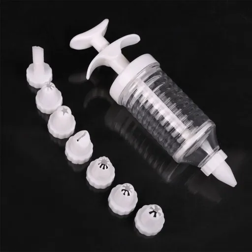 Cake Decorating Gun, Cupcake Icing Piping Kit, Cake Decorating Kit with 8 Piping Tips, Cupcake Injector/Decorating Icing Set, White