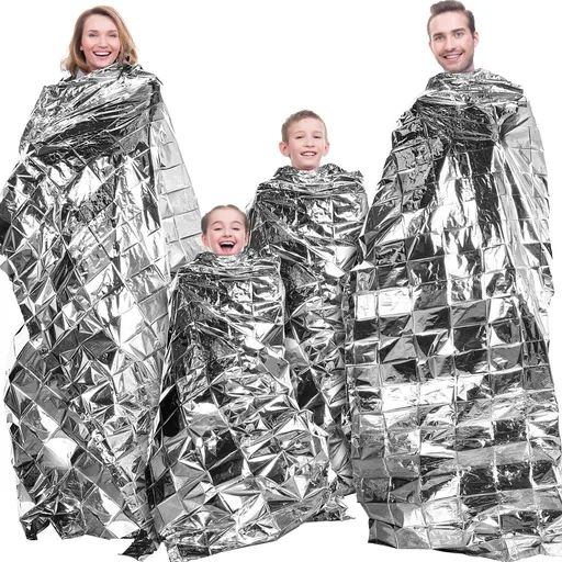 4 Pcs Emergency Blankets High Silver Reflective Foil Sheet Heat Foil Protection Rescue Blankets Camping Blanket Hiking Space