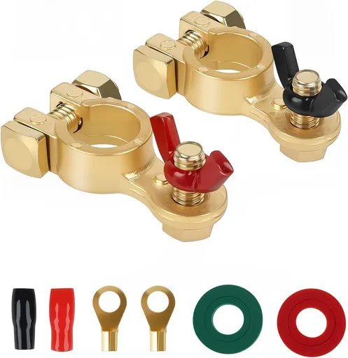 Car Battery Terminal Connector, Pure Copper Cable End Top Post Clip Positive and Negative Pole, Applicable to Automobile, Truck, RV Yacht Accessories -