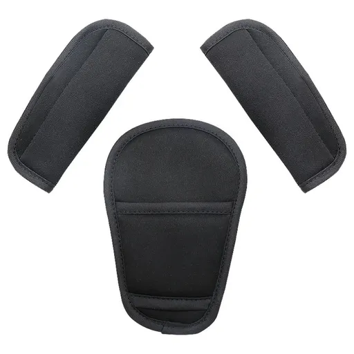 two sets 3 Pieces Shoulder Crotch Pad Compatible with Car Seat Stroller High Chair, Harness & Strap Comfort Cushion （black）