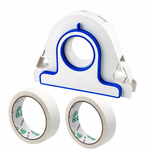 Painters Masking Tape Dispenser Handheld Tape Applicator Tool for Wall Edge Trim Door Frame Window Border Painting Preparation Quick Straight Tape Laying (Grout Tool + 2 Rolls White Masking Tape)