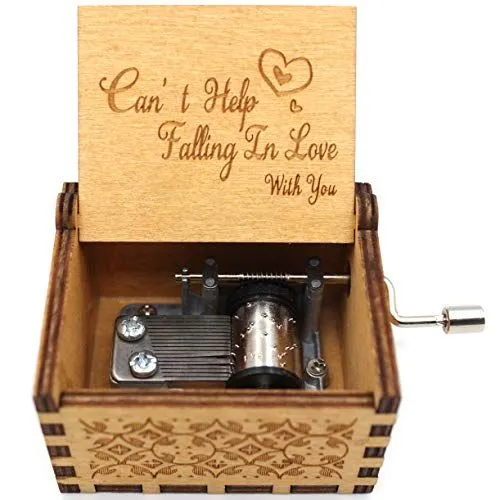 Wooden Music Box - Can’t Help Falling in Love Music Box,for The Lover Or Boyfriend,Valentine’s Day Gifts, Birthday Gifts, 1 Set