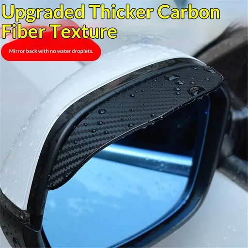 2 pair Side Mirror Rain Guard - Carbon Fiber Rear View Mirror Cover - Automotive Exterior Accessories for Driving Safety, Mirror for Car Visor, Universal Fit for Cars