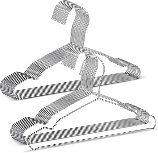 20 Pack Silver Stainless Steel Kids Hangers, Space-Saving Non-Slip, Perfect for Baby, Toddler & Kids' Clothes