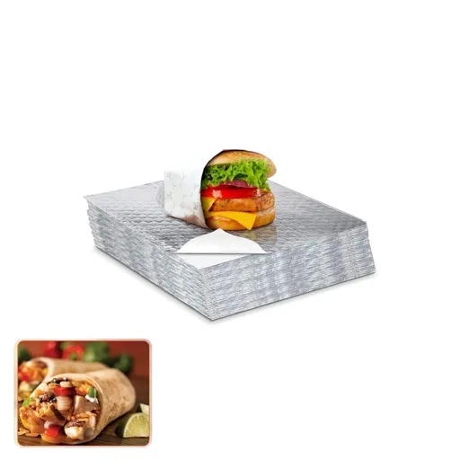 50Pack Aluminum Foil Sheets,Portable Food Wrapping Sheets for Burritos,12"x12" Sandwich Wrap Paper for Hot Dogs,Burgers