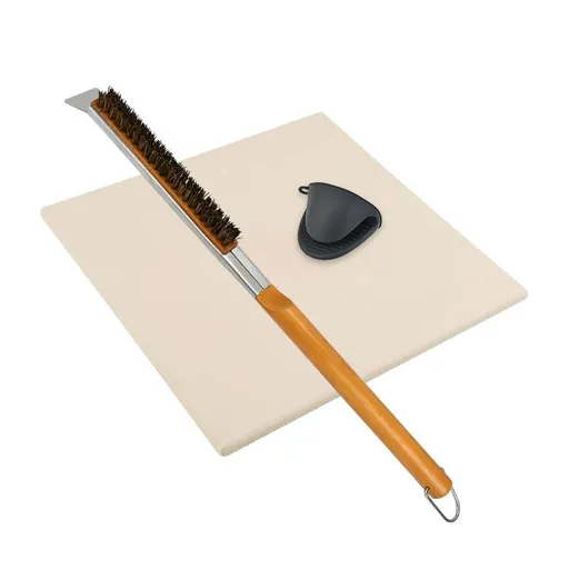 Pizza Oven Brush with Scraper Brass Bristles Pizza Brush for Pizza Oven 53.5cm Pizza Stone Brush,Outdoor Pizza Oven Accessories