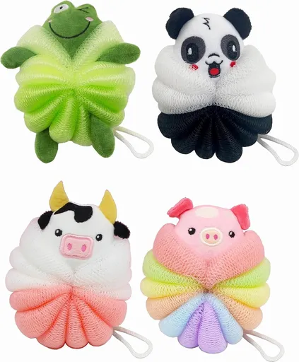 Shower Puff - 4 Pieces!! - Bath Sponge - Kids Bath Sponge - Relaxing Bath - Scrubbing Sponge - Soft Sponge - Shower Sponge - Bath Sponge - Massage Sponge - Scrubbing Sponge - Shower - Bath - Bath Sponge In Beautiful Colors - Massage Sponge - Shower S
