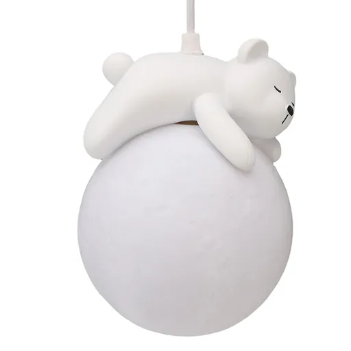 Bear Moon Pendant Lamp 3D Moon Pendent Light Ceiling Hanging Lamp for Bedroom Children Room