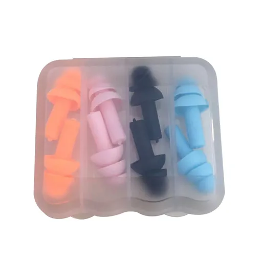 4 Pair Swimming Ear Plugs, waterproof soft silicone noise reduction accessories for adults and kids at pools surf and diving