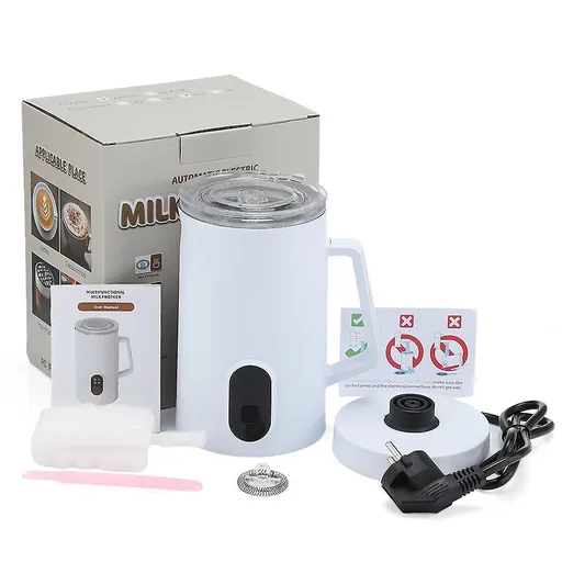 4-in-1 Electric Milk Frother 350ml Hot Cold Coffee Foam Maker Stainless Steel