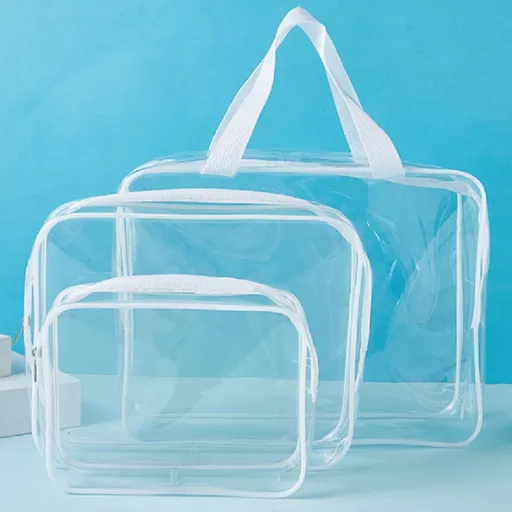 HDWISS PVC Transparent Cosmetic Bag Travel Storage Cube White Medium size 24*20*5