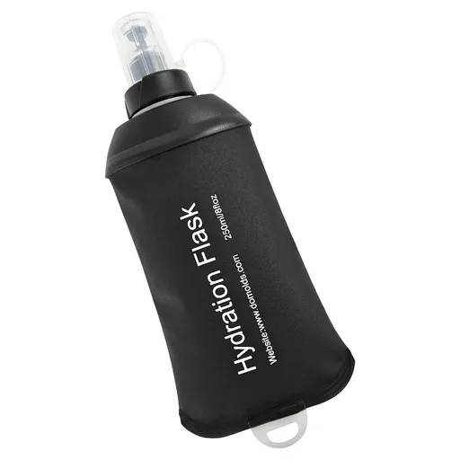 Collapsible Water Bottle Reusable Foldable Roll-Up Bottle Lightweight Space Saving for Hiking Camping Travel Sports Black - 250ML