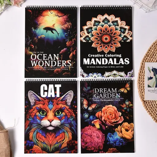 adult coloring book, stress relief coloring, mandala coloring book, relaxation hobby, creative self-expression, mindfulness art, Australian adults - sea - Size 4PCS