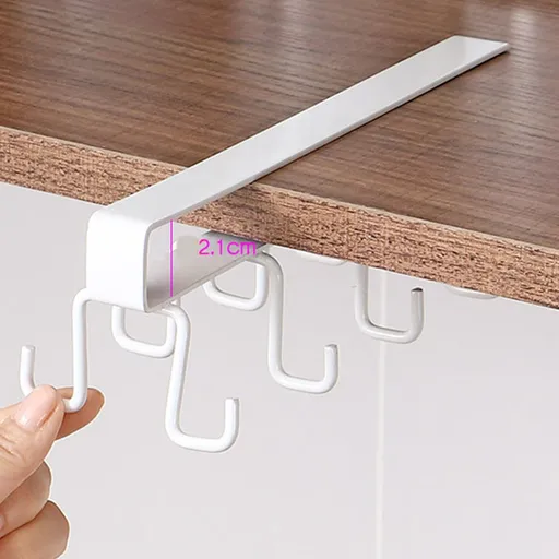 12 Hooks Under Cabinet Mug Holder, Double Sided Rack for Coffee Cups and Kitchen Storage, Black, 10.03 x 3.15 x 2.75 inches