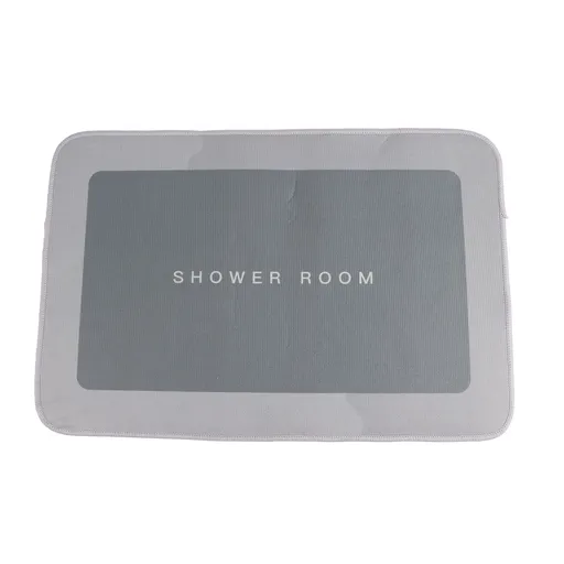 Bathroom Mat Modern Absorbent Quick Dry Bathroom Rug Entrance Door Antislip Mat Light Gray Square