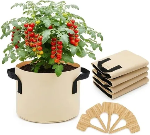 5 Pack 3 Gallon Felt Plant Grow Bags, Non-woven Fabric Planter Pots with Handles, Fabric Growing Containers for Potato, Vegetables, Flowers & Seedling Nursery