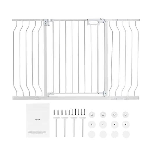 Baby Gate, 749-1346 mm Extra Wide, 762 mm High, Dog Gate for Stairs Doorways and House, Easy Step Walk Thru Auto Close Child Gate Pet Security Gate with Pressure Mount and Wall Mount Kit, White