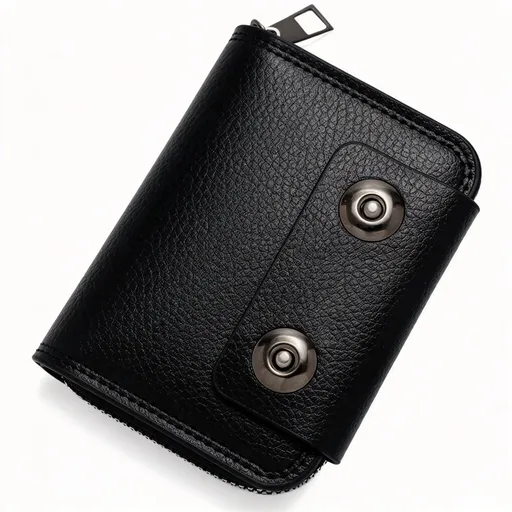 Business Men Accordion Card Holder With Double Magnetic Buckle, Minimalist Retro ID Card Wallet Coin Pocket, Christmas Office Worker Gift, K94‑51 Black