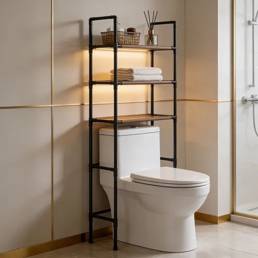 Over The Toilet Storage Rack, 3-Tier Bathroom Shelf Unit for Toiletries and Daily Necessities, Space Saving Organizer Above Toilet or Washer, 61 Inches Tall