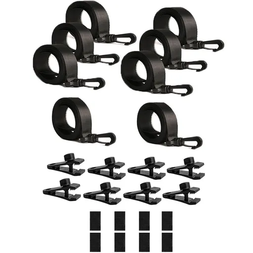 Upgraded Pool Solar Cover Reel Straps,24 Pcs Including 8 Snap-Lock Solar Cover Clips,8 Pcs 3 Times Denser Nylon Solar Cover Straps,8 Hook