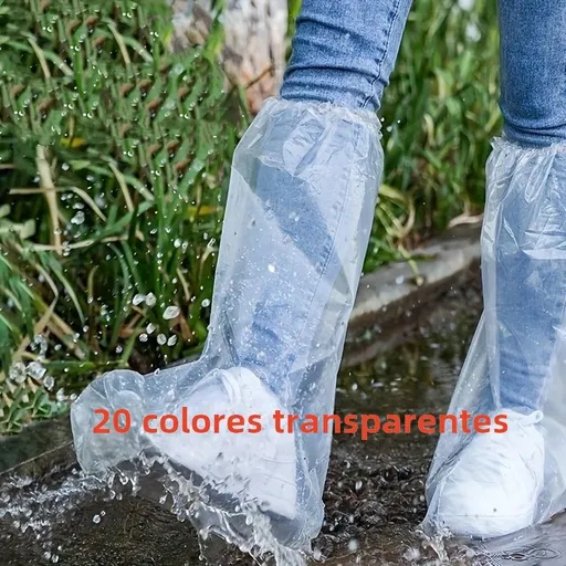 20PCS Disposable Waterproof Non-Slip Shoe Covers, Thick Wear-Resistant Transparent Plastic for Outdoor Use