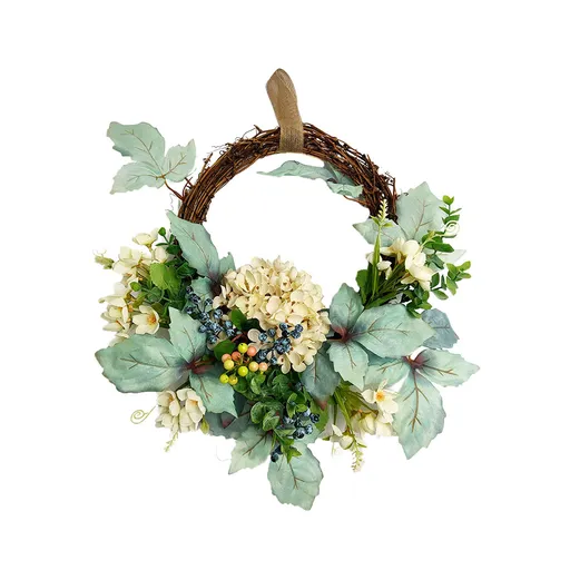 Artificial Hydrangea Wreath Spring Decorative Door Hanging Wall Wreath for Home Door