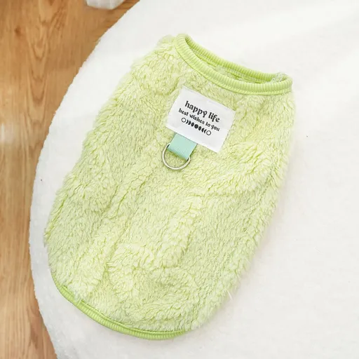 Cat Clothing Jacquard Fleece Two Leg Warm Jacquard Heart - Fruit Green XS (Chest 30cm, Weight 1-3 jin)