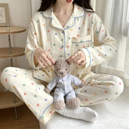 Colorful Circle Crinkle Size XXL | Roomy Crinkled Sleepwear | Halloween Fun Relaxed Gift | Roomy Relaxed Fit Plus Size Homewear