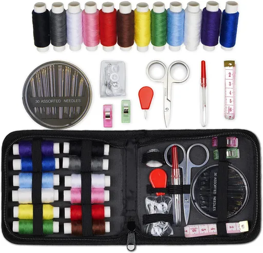 Travel Sewing Kit, 63-Piece Portable Kit for Travel, Includes Scissors, Thread, Tape Measure - Sewing Accessories and Supplies