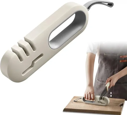 Knife Sharpener - 4-in-1 Knife Sharpener - Sharpening - Whetstone - Anti-Slip Knife Sharpener - Pull-through Sharpener - Honing Steel - Scissor Sharpener - Kitchen Knife Sharpener - Kitchen Sharpening Angles - Suitable for Scissors and Knives - Stain