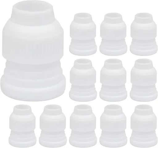 12 Pcs Piping Bag Couplers Plastic Standard Couplers Cake Decorating Coupler Small Pipe Tip Coupler for Frosting Icing Nozzles Cake Baking Tools Accessories