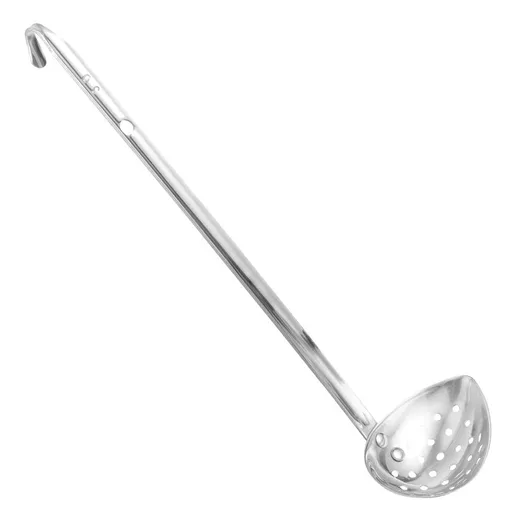 Well Polished Stainless Steel Slotted Ladle for Cooking and Food Straining