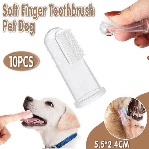 10PCS Pet Finger Toothbrush Soft Silicone Dog and Cat Teeth Cleaning Tool