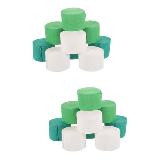 18 Rolls Green and White Crepe Paper Streamers Jungle Theme Paper Garland Streamer