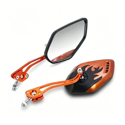 1 Pair Motorcycle Bicycle Rearview Mirror With Mount, Orange