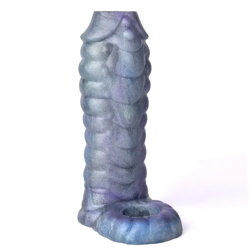 House Of Dasein Luminous Sheath Fantasy Ribbed Dragon Penis Sleeve Sex Toys Stretch Enlarge Cock - Blue