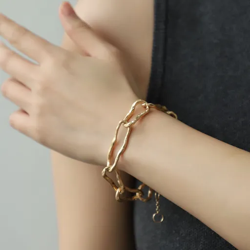 Gold Jewelry Set for Women,Link Chain Necklace with Gold Chain Bracelet and Earring,Great Gift for Women