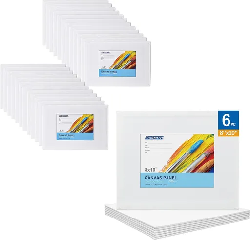 Painting Canvas Panel Boards - 5x7 Inch Art Canvas,24 Pack with 8x10 Inch Canvas Board 6 Pack Canvases,100% Cotton,Primed Canvas Panel,Acid Free,Artist Canvas Boards