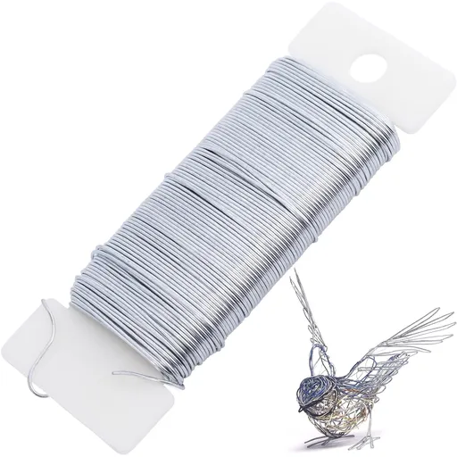 22 Gauge Silver Floral Wire, Bendable Ornament Floral Wire for Crafts, Flexible Florist Garden Beading Supplies Accessories for Christmas Tree Wreaths Garland Decorations