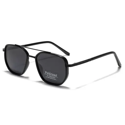 Glossy black Rectangular Sunglasses – Classic Frame Design with Adjustable Nose Pads for Daily Wear