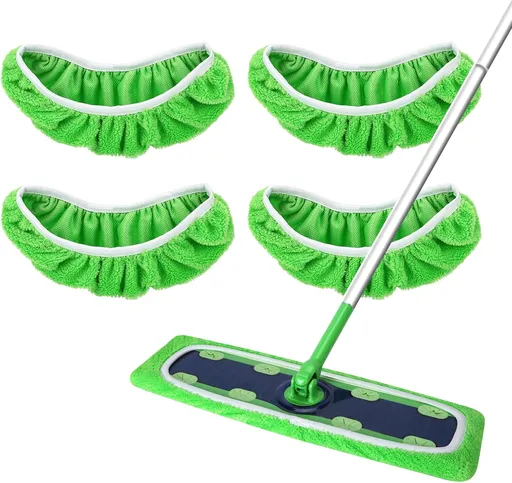 Reusable Microfiber Mop Pads for Swiffer - XL Dry Sweeping Cloths & Wet Pads Refills - Heavy Duty Mopping Cloths for Floor Mopping and Sweeping, 4 Pack