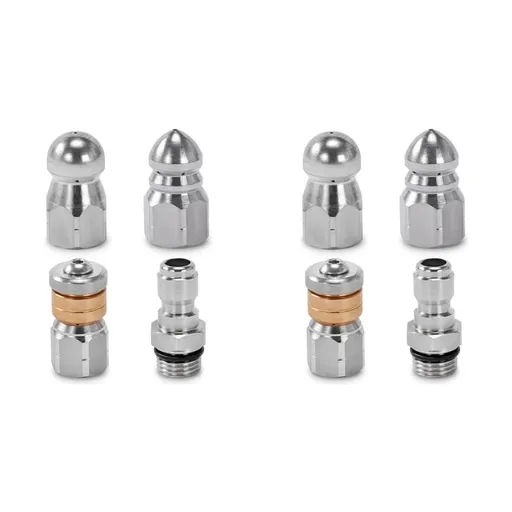 8X Sewer Jetter Nozzle for Pressure Washer,Drain Cleaning Tips,Rotating Button Nose with 1/4 Inch Quick Connect,5000PSI