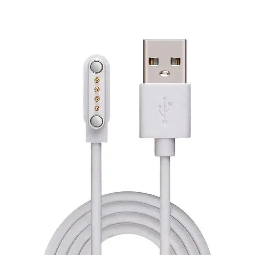 Universal Smart Watch Bracelet Charging Cable 4-Pin 2.54 Snap-on Charger Cords - White