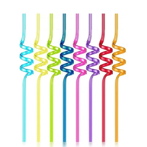40 Pcs Colorful Spiral Straws Long Plastic Crazy Drinking Straws Silly Straws Colorful Bendable Straws Cocktail Birthday Party Straws for Drinks