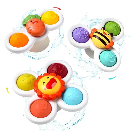 3 Pcs Suction Cup Spinner Toys,Spinning Toys for Toddlers 1-3, Sensory Toys Early Education Toys Bathtub Toy Dining Chairs Toys