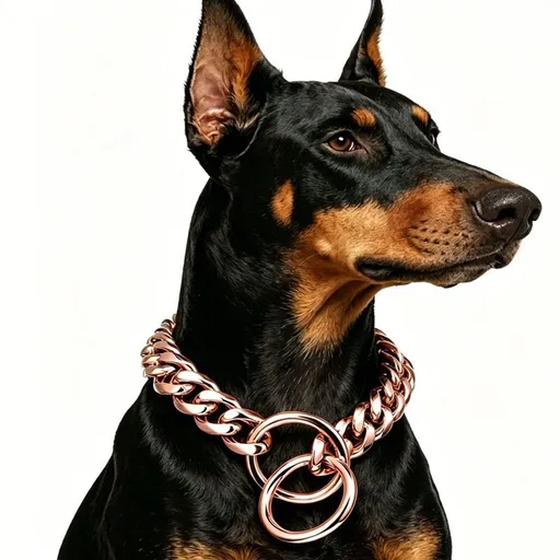 Stylish Cuban Link Dog Choke Chain Collar in Premium Stainless Steel – Available in Gold, Black, Steel, and Rose Gold, Designed for Training Control and Everyday Fashionable Wear, Fitting Small to Large Breeds with Adjustable Length Options. (RoseGol