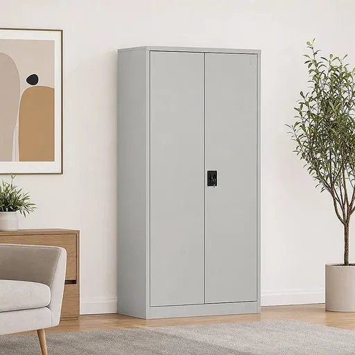 Two-Door Metal Cabinet Shelf Storage for Home Office Gym
